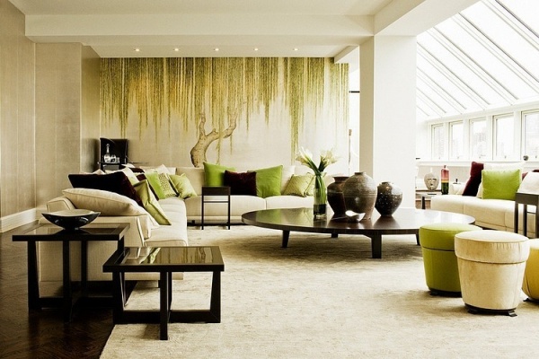 تصميم الاريكه لغرفة المعيشة باللون البيج
